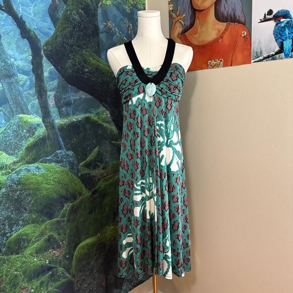 prairie new york 100% silk mod halter dress made in nyc size L - Picture 2 of 6